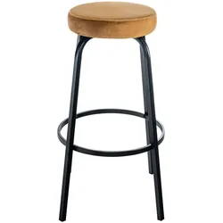 DELUKE® Barhocker KOELN - Coffee, Samt | Barhocker ohne Lehne Barstuhl Tresenhocker Tresenstuhl Kneipenhocker Kneipenstuhl