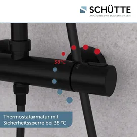 Schütte Überkopf-Brauseset Aquaduct mit Thermostatarmatur Schwarz Matt