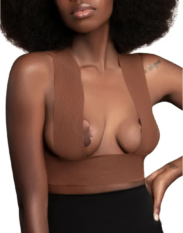 BYE-BRA - KÖRPERBAND 5 M X 6,5 CM + 3 PAAR BRAUNE NIPPELABDECKUNGEN