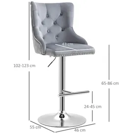 Homcom Barhocker-Set-46L x 55B x 123H cm-Grau+Silber | Gr.: onesize