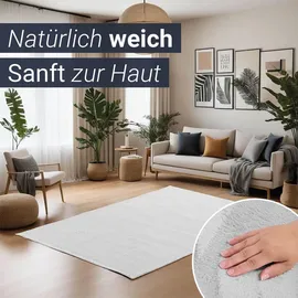 Homestyle4u Teppich Kurzflor 120x180 cm Grau Schlafzimmer Wohnzimmer 3019