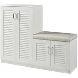 [en.casa] Løten 120 x 97 x 36 cm mit Sitzbank weiß / weiß