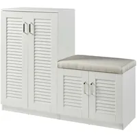 [en.casa] Løten 120 x 97 x 36 cm mit Sitzbank weiß / weiß