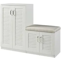 [en.casa] Løten 120 x 97 x 36 cm mit Sitzbank weiß / weiß