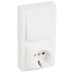 Legrand 086067L OTEO Kombination Wechselschalter/Schutzkontaktsteckdose, Aufputz, Farbe: Weiß 1