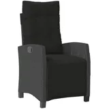 vidaXL Gartensessel mit Fußteil Verstellbar Schwarz Poly Rattan