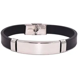 Edelstahlarmband FIRETTI "Schmuck Geschenk Schmuck Geschenk", schwarz (edelstahlfarben, schwarz), Armbänder, Herren, Edelstahl-Kautschuk-Silikon, Edelstahl, Kautschuk, Silikon, Made in Germany