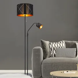 GLOBO Deckenfluter 1x 9W 810Lm 1x 4,9W 470Lm schwarz/gold