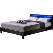 Home Deluxe LED Bett Astro - Dunkelgrau, 140 x 200 cm - inkl. Matratze versch. Größen und Farben -