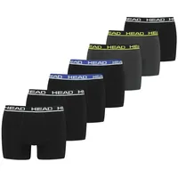 HEAD Herren Boxershorts, 7er Pack - Basic Boxer Trunks ECOM, Cotton Stretch Schwarz/Grau/Blau/Gelb XL