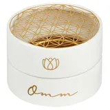 Moses moses. Omm for You Räucherschale – weiße Keramik mit Lotusblume und Omm-Schriftzug, inkl. Siebeinsatz & Mini-Guide zum Räuchern, Weiß