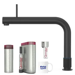BieTal® Quooker Wasserhahn Front schwarz & PRO3 & Sprudelwasser CUBE mit CUBE Filter