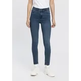 Arizona Skinny-fit-Jeans "Ultra Stretch", Damen, Gr. 44, N-Gr, blau (dunkelblau us), Jeans, Obermaterial: 63% Baumwolle, 32% Polyester, 5% Elasthan, modisch, skinny fit knöchellang, Jeans, extra-eng geschnittene Beinform, modische Used-Waschung