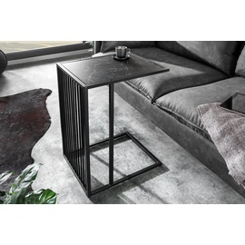 Riess Ambiente Moderner Beistelltisch ARCHITECTURE 65cm schwarz Marmor-Design Metall Laptoptisch