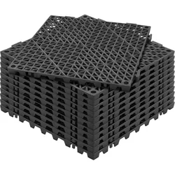 VEVOR Ineinandergreifende Fliesen 12 Stk. Bodenfliesen Drainage-Bodenfliesen, Bodenfliesen 30 x 30 cm Außenbereich Quadratische Bodenfliesen Terrasse PVC Bodenfliesen Badezimmer, Toilette Schwarz