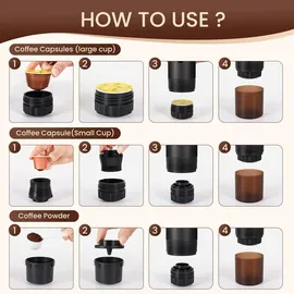 eirolace 3-in-1 Mini Espressomaschine 20 Bar schwarz