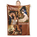Personalised Photo Blanket with Own Photo Text Collage, Fotodecke, Personalisierte Decke mit Foto, Friends, Family, Father, Mother, Children, Gift for Birthday, Christmas, Wedding, Anniversary
