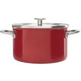 KitchenAid Steel Core Enamel Kochtopf mit Deckel (20cm/3,7l), deutsche Emaille, Induktionsgeeignet, backofenfest, spülmaschinenfest, Empire Rot