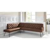exxpo - sofa fashion Eckbank Doppio, Chesterfield Optik, komfortabel und bequem, hohe Designfüße«, Frei im Raum stellbar braun Sitzbänke, 18931001-0 B/H/T: 197 cm x 90 cm, x 255 cm