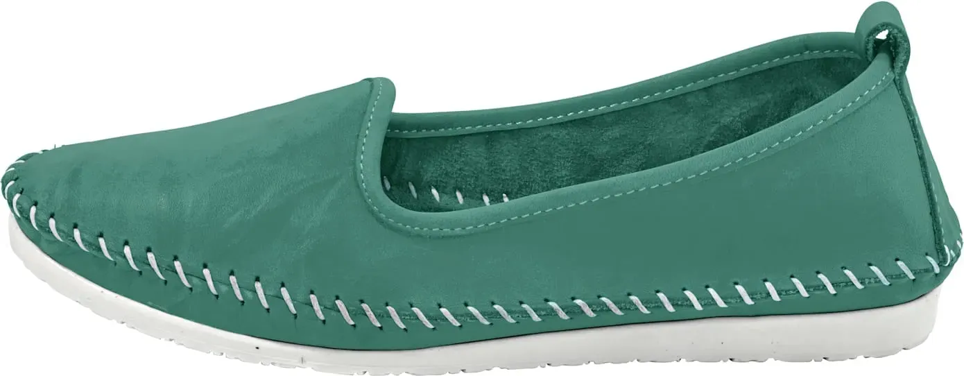 Slipper ANDREA CONTI, Damen, Gr. 40, blau (türkis), Glattleder, Leder, Schuhe Slipper