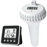 Poolthermometer Schwimmend Pool Thermometer Funk, Digitales Poolthermometer, Schwimmend Thermometer, Wasserthermometer mit Außensensor und Lcd-Temperatur für Pool, Whirlpools, Spa, Teich, Aquarium
