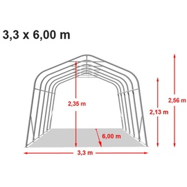 TOOLPORT Garagenzelt Carport 3,3 x 6,0 m in grau Unterstand Lagerzelt PVC 800 N Plane