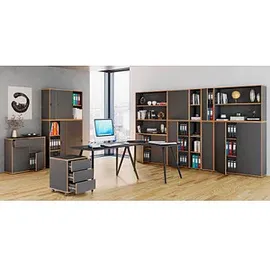 VCM my office Schiebetürenschrank Salia, 920737 anthrazit, honig-eiche 2 Fachböden 60,0 x 37,4 x 109,7 cm