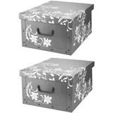 Home4You Aufbewahrungsbox 51 x 37 cm 2-tlg. grau
