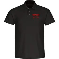 multifanshop Poloshirt - Berlin rot - Herzschlag - Druck rot - Polo