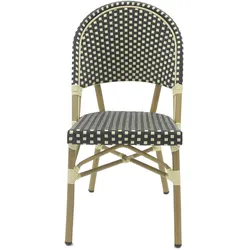 METRO PROFESSIONAL Stapelstuhl, Alu/Polyrattan, Bambus Optik, schwarz/beige