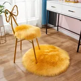 Faux Lammfell Schaffell Teppich,Rund Hochflor Fluffy Teppich Plüsch Wohnzimmer Dicker Teppich,Kunstfell Teppich, Weicher und Flauschiger Teppich Wohnzimmer,Teppich Rund (Goldene Orange,30cm)