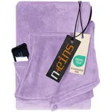 npluseins Decke mit Ärmeln Geschenke für Frauen und Männer 130x180 cm TV Deckenpullover Kuscheldecke das Original mit Ärmel & Bauchtasche 1448.2043, Flieder