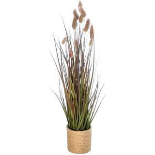 creativ home Künstliches Lagurusgras, Lampenputer, Kunstpflanze, Dekopflanze, Dekogras, Kunstgras im Topf ca. 60cm