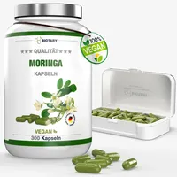 Moringa Oleifera 300 Kapseln, 1800mg Hochdosiert, 3-4 Monatsvorrat, inklusive Pillenbox, hochdosiert, 100% Vegan, rein pflanzlich, Laborgeprüft, Made in Germany