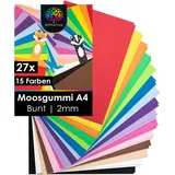 OfficeTree Moosgummi 30 Bögen A4 15 Farben 2 mm stark