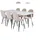 VCM Polar180X90WHWH Essgruppe Esstisch weiß und 6 Polar Esszimmerstühle Velour beige.