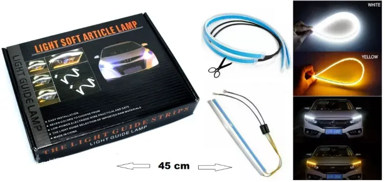 LED-Tagfahrleuchten-Set mit Lauflicht-Blinkerfunktion, 45 cm, 6700 K, 2 Stück
