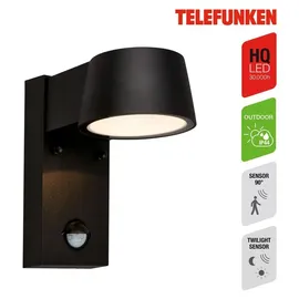 Telefunken Außenleuchte Aluminium, Glas, Metall 16,5x9,5x15,5 cm inkl. Bewegungsmelder schwarz