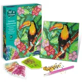 Sentosphere Sentosphère 3920280 Bastelset Strassstein-Bild, Motiv Tukan, Kreativ-Set, DIY für Kinder und Erwachsene