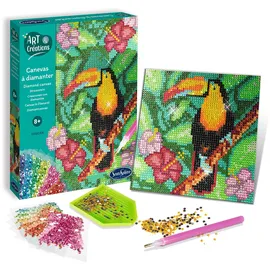 Sentosphere Sentosphère 3920280 Bastelset Strassstein-Bild, Motiv Tukan, Kreativ-Set, DIY für Kinder und Erwachsene