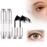 Wimperntusche, 2024 New Wimpernserum, Wasserdicht Mascara, Langanhaltende Wasserfeste Wimperntusche mit 4D-Faser (Schwarz-2PCS, 8g)