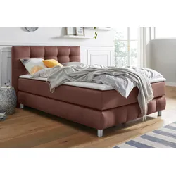 Boxspringbett ANDAS "Salo XXL", braun, B:154cm L:231cm, Komplettbetten, Boxspringbett, in Samtoptik oder Struktur, 6 Breiten in Überlänge 220cm, 4 Härtegrade