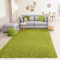 VIMODA Teppich Prime Shaggy Hochflor Langflor Einfarbig Modern Grün für Wohnzimmer, Schlafzimmer, küche, Maße:70x140 cm