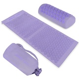 Akupressurmatte mit Kissen und Tragetasche für Selbstmassage - Akupressurmatte XXL - Akupressur-Set für Rückenschmerzen - Akkupresumatte für Schmerzenlinderung und Muskelverspannung (Lila)