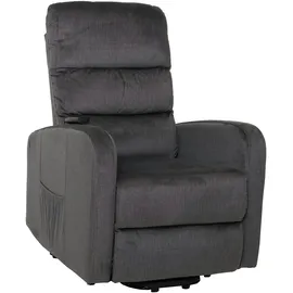Mendler Fernsehsessel HWC-K62, Sessel Relaxsessel TV-Sessel, Liegefunktion Aufstehhilfe elektrisch, Metall Chenille - dunkelgrau