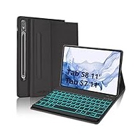 JADEMALL Tastatur Hülle für Samsung Galaxy Tab S8 2022/S7 11 Zoll 2020, Magnetisch QWERTZ Deutsch Beleuchtete Bluetooth Tastatur mit Hülle für Samsung Tab S7 /Tab S8