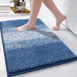 Enyhom Weich Groß Badematten 80 x 120 cm, Badezimmerteppich Badteppich rutschfeste Wasserabsorbierend Badvorleger für Dusche,Badewanne Maschinenwaschbar Duschvorleger Duschteppich,Blau