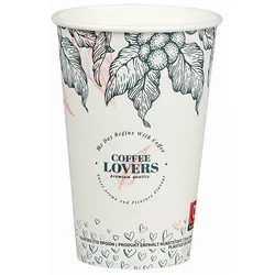 VEPATIM 50x Kaffeebecher CoffeeToGo Pappbecher Design COFFEE LOVERS 300ml schmal