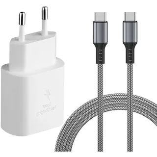 25 Watt Schnellladegerät Ladekabel für Samsung Galaxy S25 S24 A55 A54 A53 A52 A34 A33 A15 A14 A13 5g M54 M53 M34 M14 M51 S23 S22 S21 S20 FE Ultra Plus Super Fast Charging USB C Handy Ladegerät