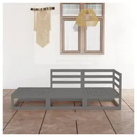 vidaXL 3-tlg. Garten-Lounge-Set Grau Massivholz Kiefer